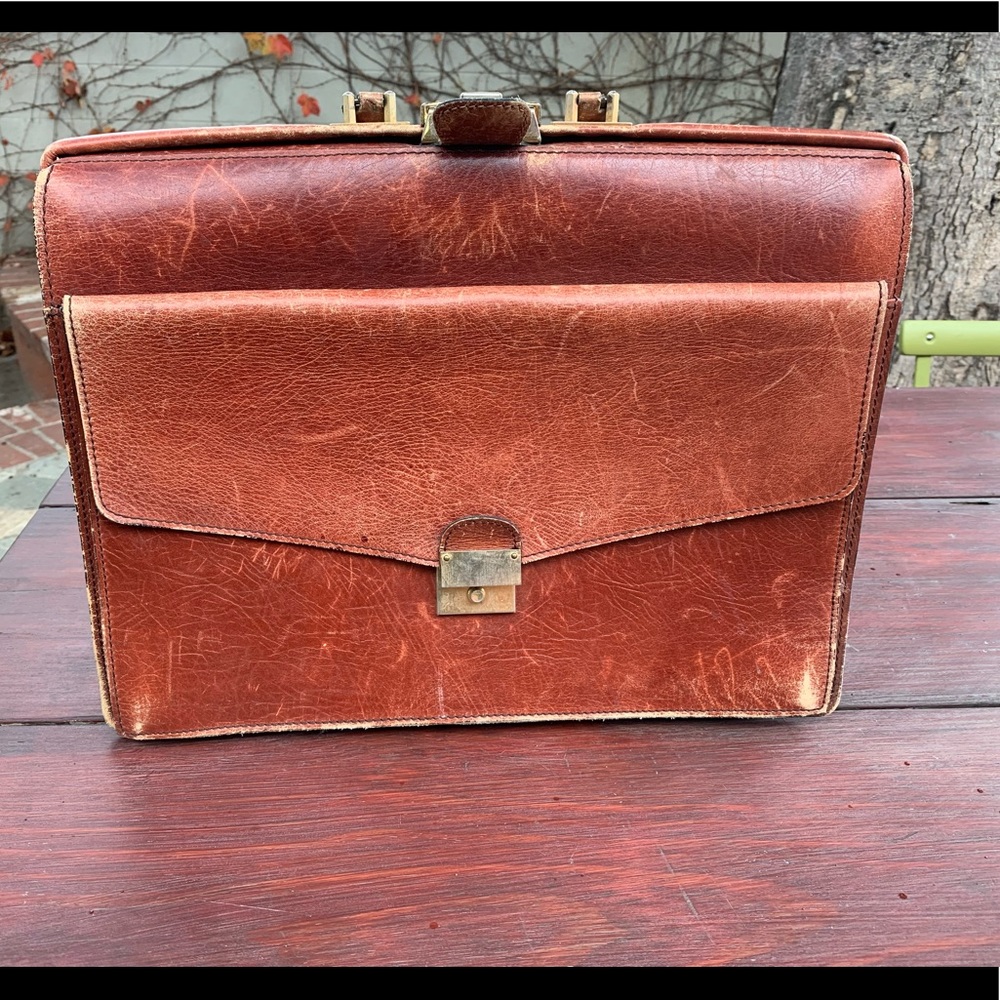 Unisex Le Tanneur Vintage leather briefcase - Made in France